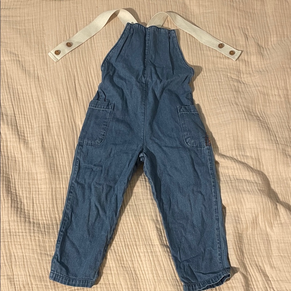Little Bird Denim Overalls with Adjustable Cream Straps 2-3 years
